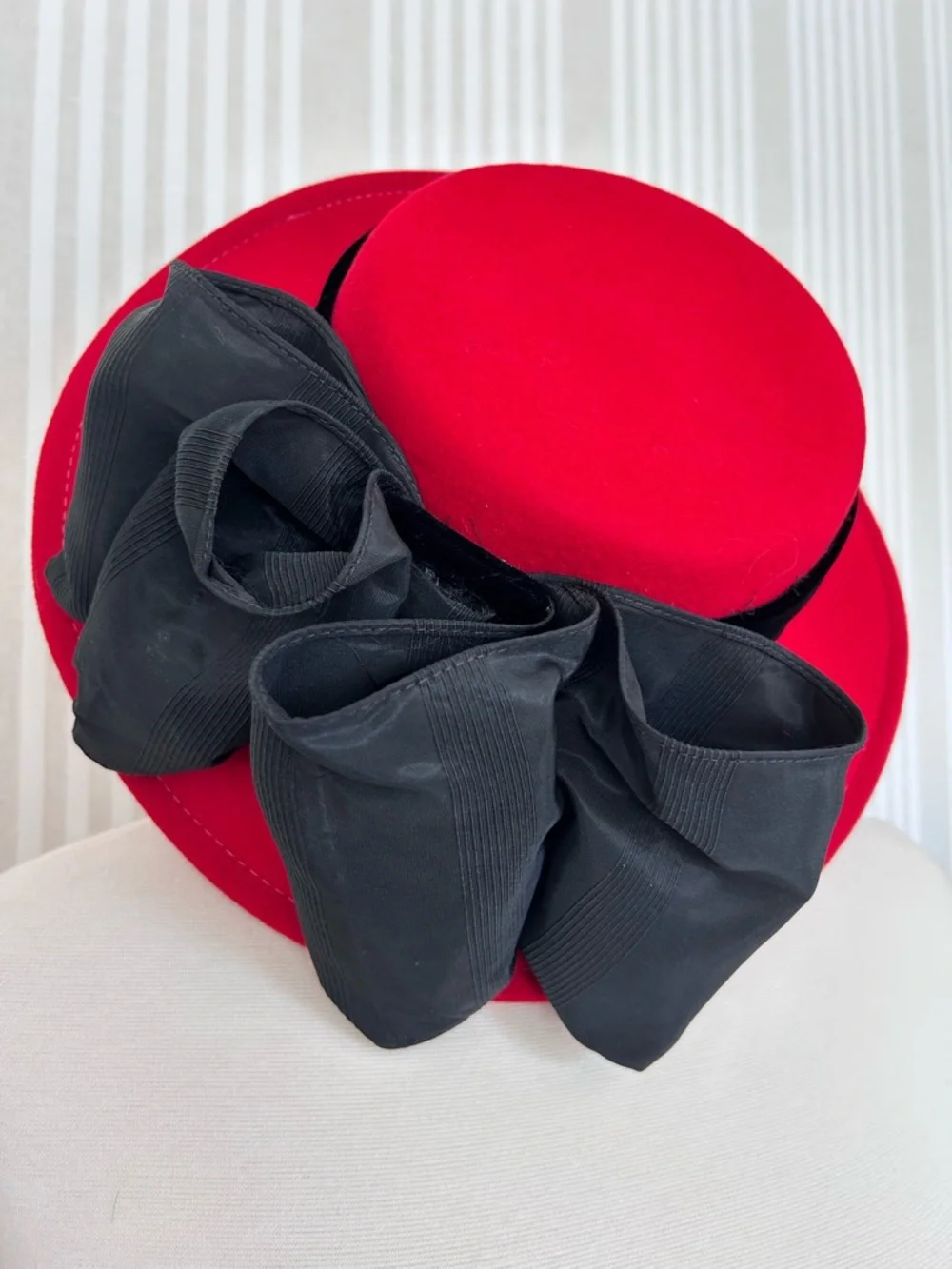 ERIC JAVITS Bollman & Co. Doeskin 100% Wool Felt Women’s Red Hat, USA Vintage - Picture 2 of 8